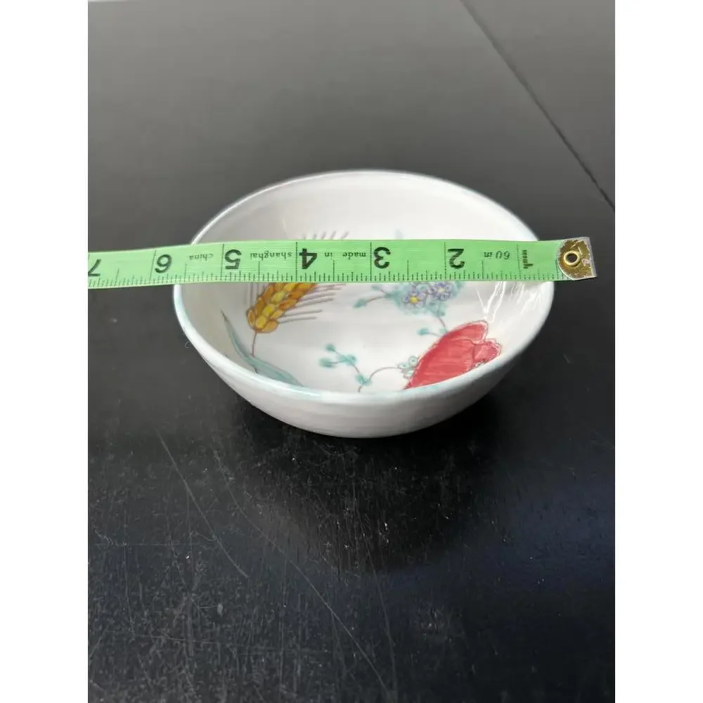 Hand-Painted Ceramic Bowl with Floral Design Made in Italy